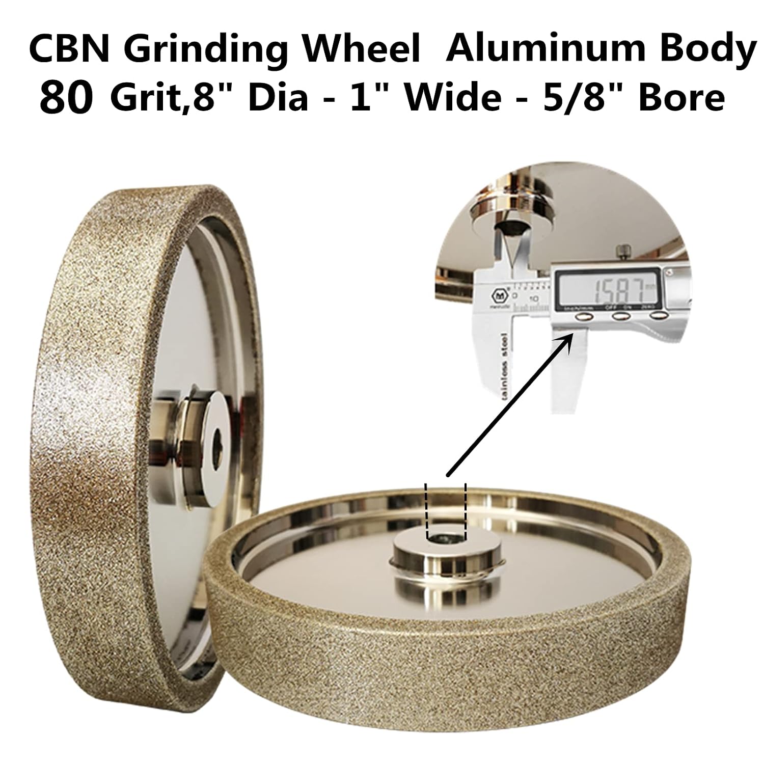 CBN Grinding Wheel 8 inch 80 Grit, 1' Wide, 5/8' Arbor, Suitable for All Kinds of 8-inch Bench Grinders (80 Grit)