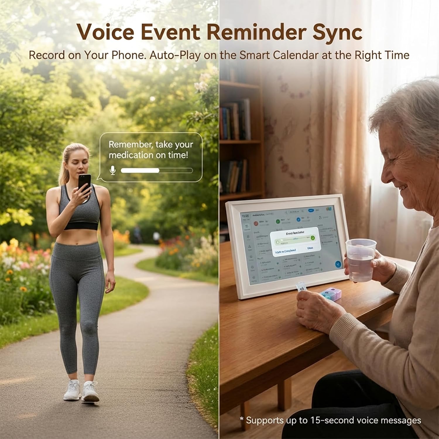2 in 1 Voice Digital Calendar: Write, Speak & Sync to to-Dos - Touchscreen Family Schedule & Chore Chart with Meal Planner, Picture Frame & Lists (Family Hears Your Original Voice Reminders 10.1')