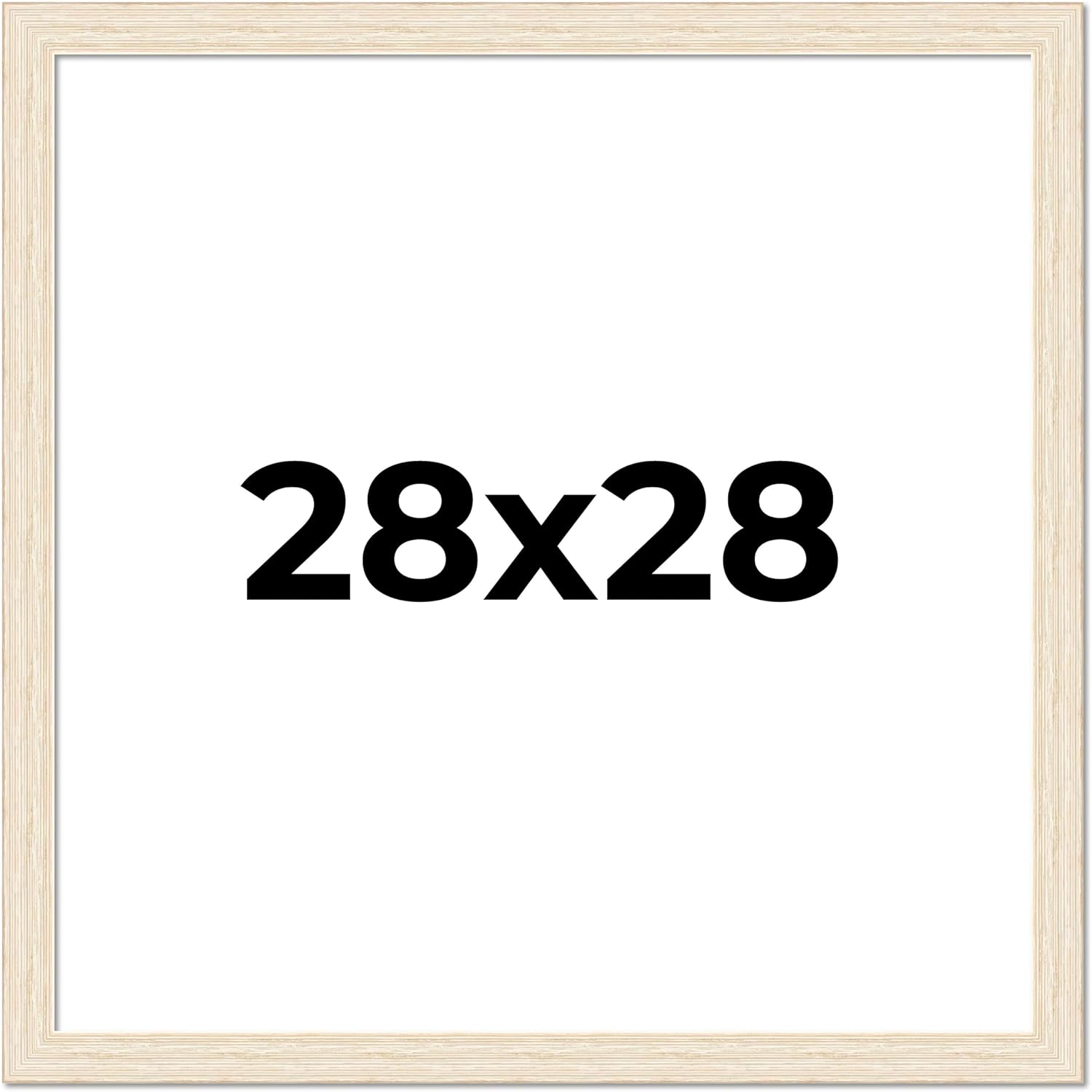 28x28 Frame Barnwood White Solid Wood Picture Frame Width 1.5 Inches | Interior Depth 0.5 Inches | Whitewashed Distressed Frame with UV Acrylic, Foam Board Backing & Hanging Hardware