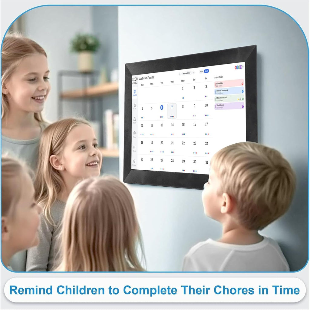 Smart Digital Calendar Electronic Calendar Frame, 13.3 Inch HD Touchscreen Display Built in Photo Frame, Multi User Sharing, WiFi, AI Features, Family Planner, Chore Tracker (US Plug)