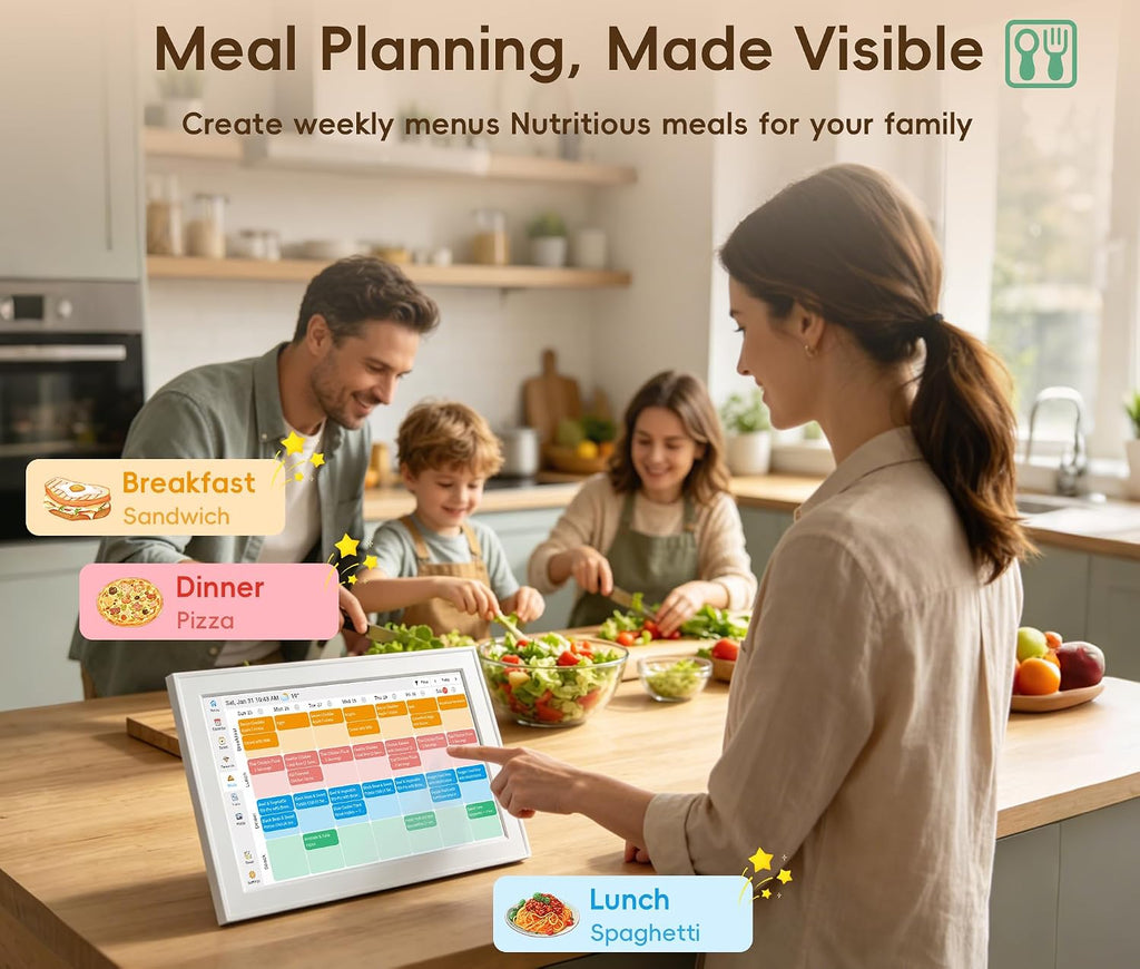 Digital Calendar, 15.6-inch Smart Family Calendar with Touch Screen, No Subscription, Family Wall Planner & Chore Chart, Interactive HD Display for Family Schedules, Meal Planning, Photo Display, Desktop & Wall Mount