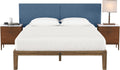 Jaxx Panelist Modern Padded Headboard- Set of 2 Wall Mounted Panels (Each 22.5' x 38')- King Double Tall, Microvelvet Petrol Blue