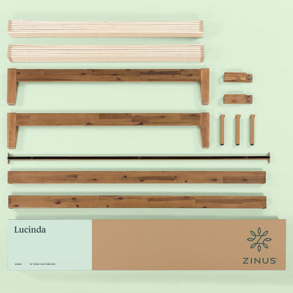 Zinus Lucinda Wood Platform Bed Frame, No Box Spring Needed, Solid Wood Foundation with Wood Slat Support, Easy Assembly, Full
