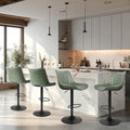 Swivel Bar Stools Set of 4, Height Adjustable Counter Height Bar Stools with Open Back and Footrest, Premium Faux PU Leather, Modern Upholstered Bar Chairs for Kitchen Island/Bar/Counter, Green