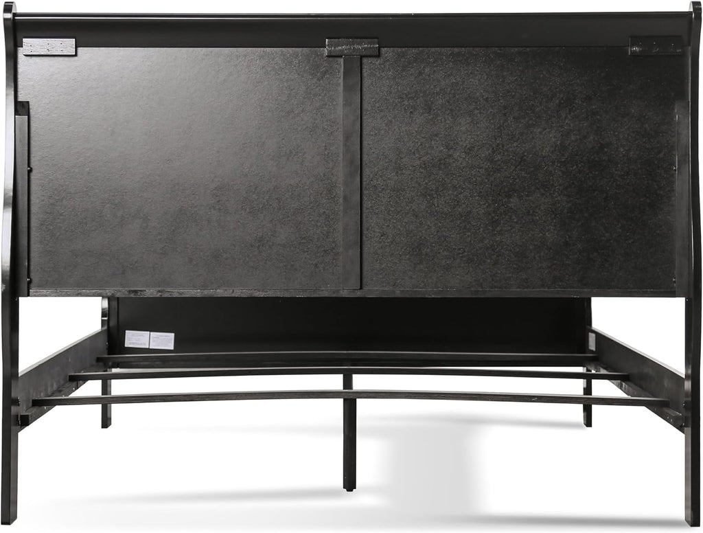 Furniture of America Arabella Traditional Wood Full Bed Frame with Headboard and Footboard, Elegant Sleigh Design Bedframe for Bedroom, Guest Room, Easy Assembly, Box Spring Required, Black