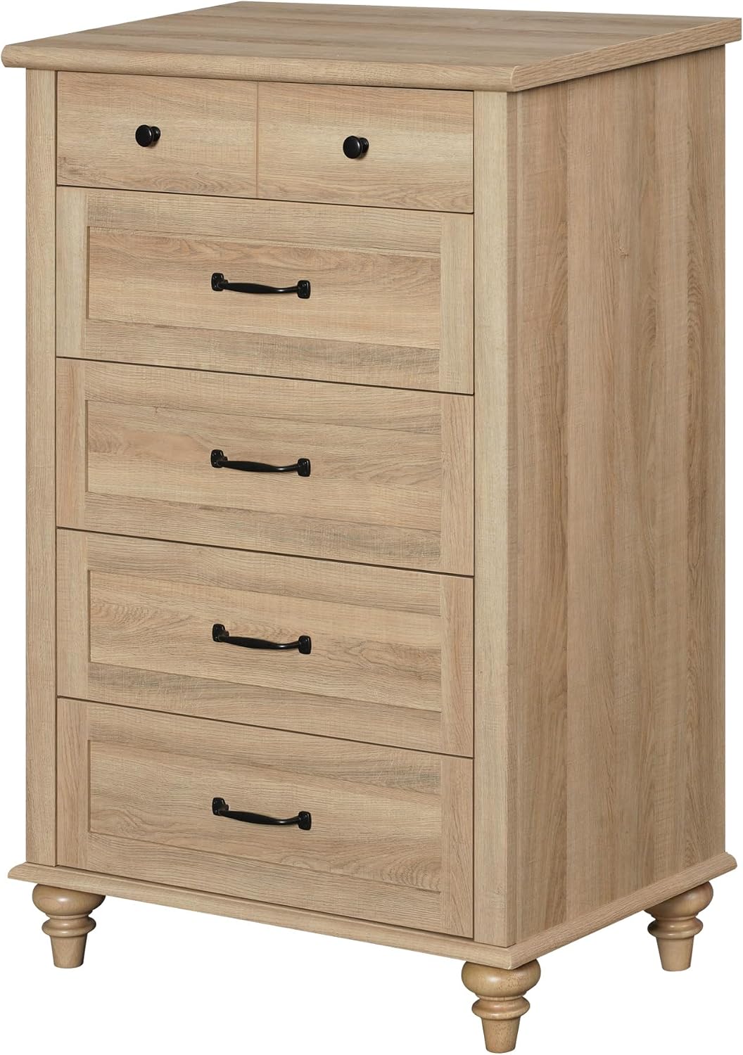 WAMPAT Oak Dresser for Bedroom with 5 Drawers, Tall Kids Dressers with Chest of Drawers, Farmhouse Light Wood Storage Organizer, Samll Dressers for Living Room, Nursery, Hallway