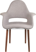 2xhome Mid Century Modern Upholstered Fabric Organic Accent Living Room Dining Chair Armchair Set with Back Armrest Dark Black Wood Wooden Legs for Kitchen Bedroom (1, Beige Gray, Dining)
