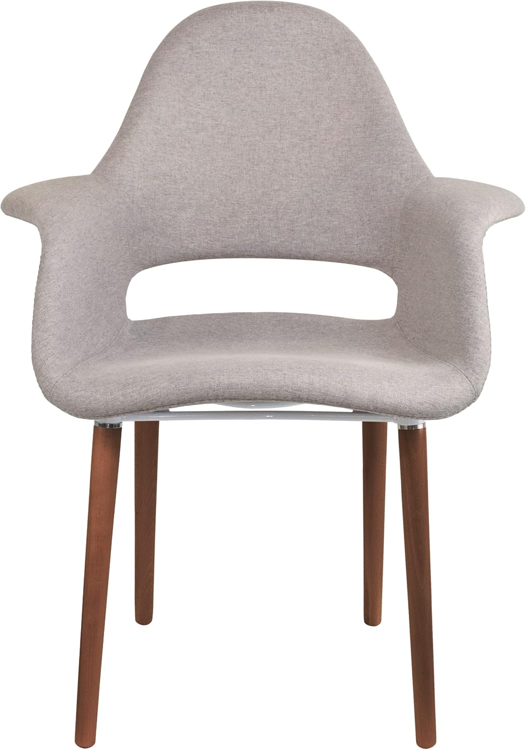 2xhome Mid Century Modern Upholstered Fabric Organic Accent Living Room Dining Chair Armchair Set with Back Armrest Dark Black Wood Wooden Legs for Kitchen Bedroom (1, Beige Gray, Dining)
