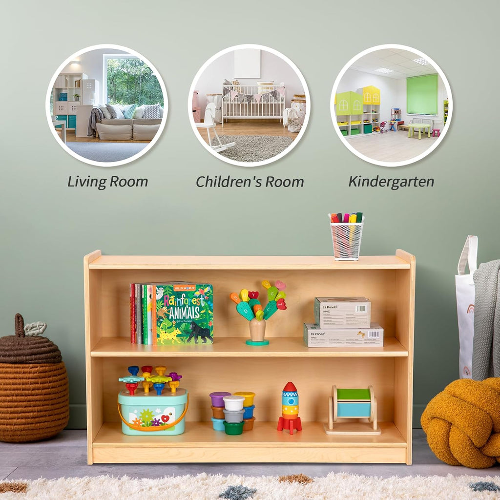OOOK Montessori Shelf, Toy Organizers and Storage, 2-Tier Toddler Bookshelf Suitable for Classroom, Kindergarten, Kids Room, Playroom and Daycare Center