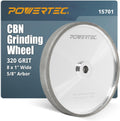 POWERTEC CBN Grinding Wheel 8 Inch 320 Grit, Bench Grinder Wheel for Sharpening HSS Tools, Lathe Tools & Chisel Set, 8' x 1' Wide, 5/8' Arbor Bench Grinder Wheels for Bench Grinder, 1 PK (15701)