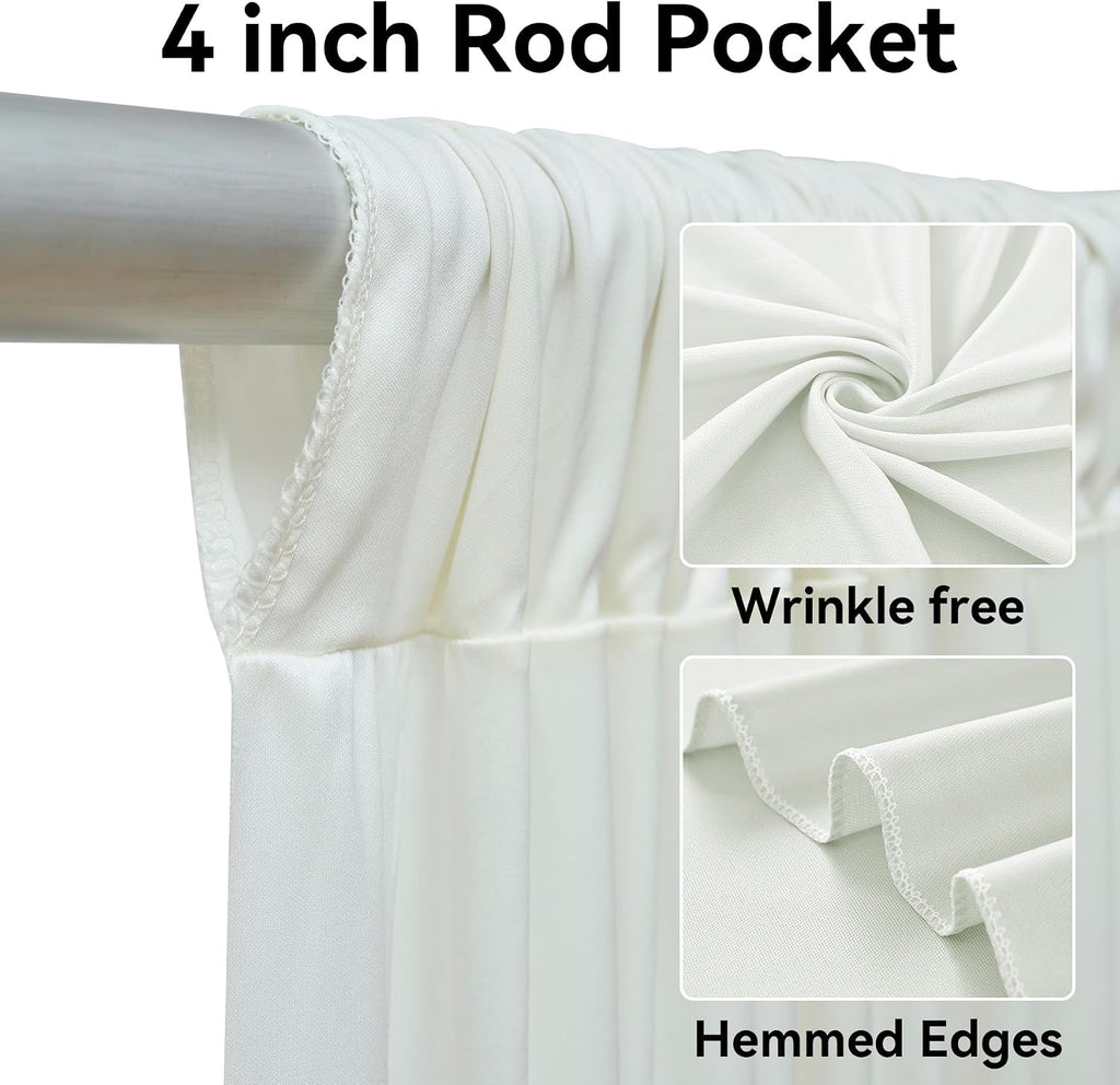 12 Panels 5x12ft Ivory Backdrop Curtains for Parties, Wrinkle Free Polyester Ivory Photo Backdrop Drapes 12 ft Long Back Drop Cloth for Wedding Birthday Photography Background Party
