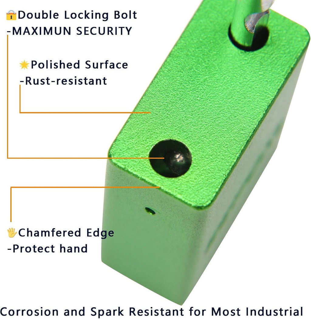 SEPOX® 24-Pack Green Padlocks, Keyed Different | Lightweight spark-proof aluminum, Long Shackle. 72 brass keys. High-security for LOTO, fence, locker, yard & lockout. Green.