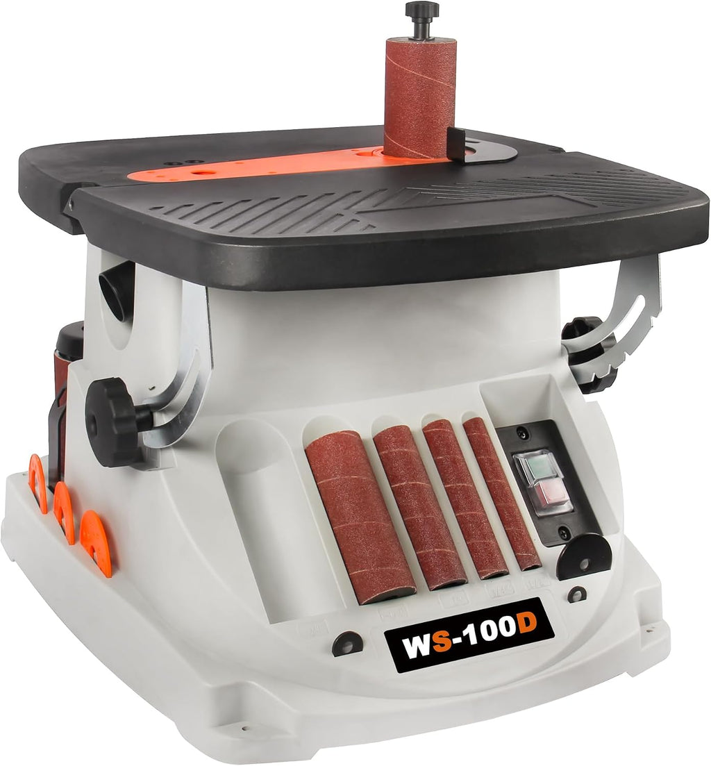 4 x 24 Belt & Oscillating Spindle Sander, KAKA INDUSTRIAL WS-100D | 5 sanding sleeves included