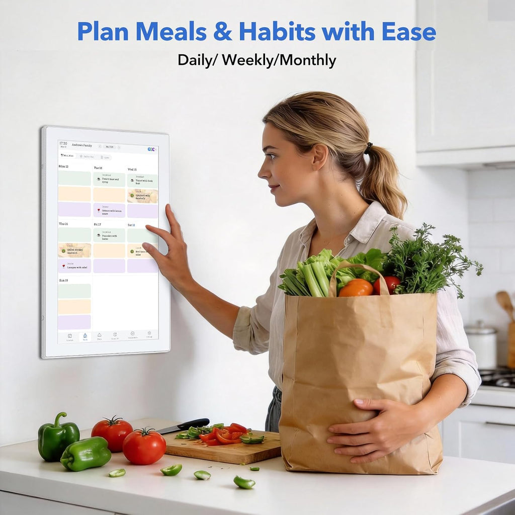 Digital Calendar Smart Planner, Electronic Calendars with 21.5 in Touch Screen Interactive Chore Chart for Family Schedule Photo Share, APP Phone Sync, WiFi Meal Planners Wall & Desk Mountable