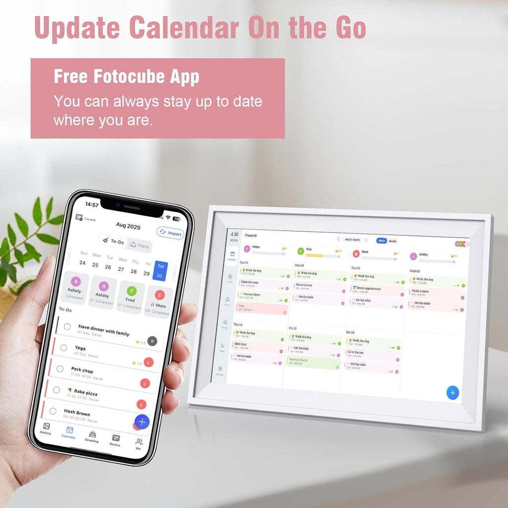 Digital Photo Frame 15.6' 64GB, Smart Electronic Calendar for Family Sharing To Do Chores Meal 30-Day Habit Planner Interactive Touch Screen Star Rewards,Wall and Desk Mountable for Seamless Scheduling
