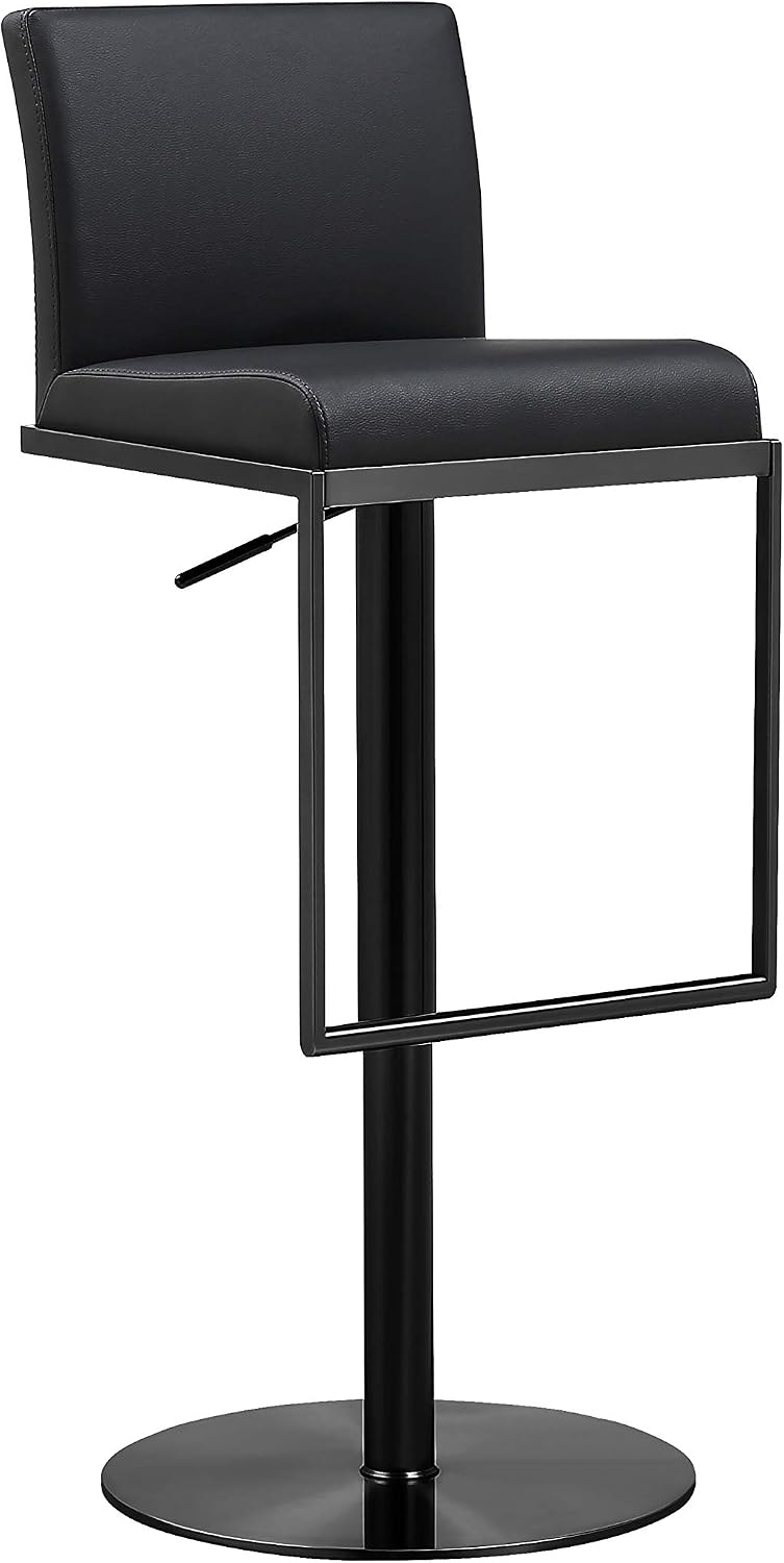 Tov Furniture Amalfi Black Performance Vegan Leather on Black Stool