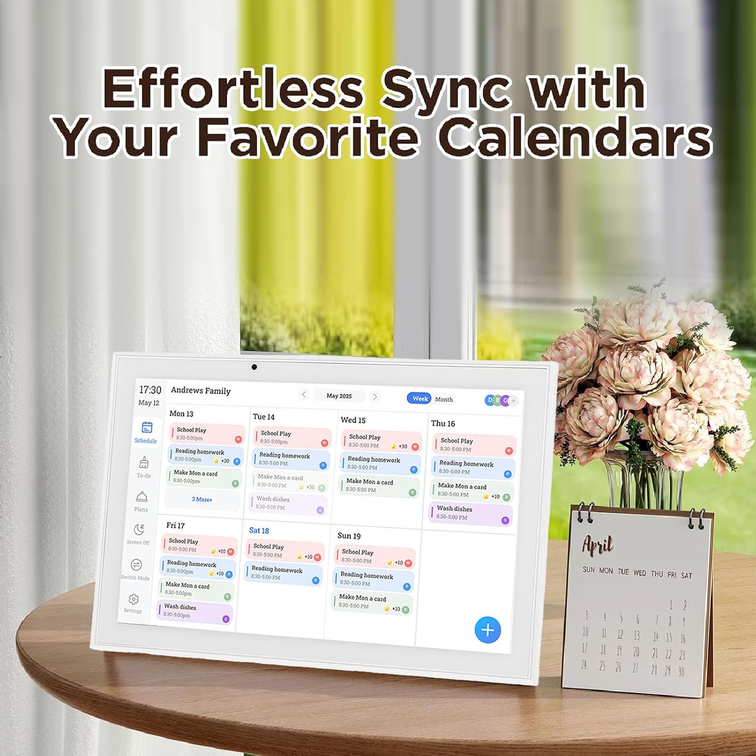 Zunate 10.1 Inch Smart Digital Calendar with HD Touchscreen, Smart Family Planner and Chore Chart, Electronic Photo Frame with WiFi Sync, Desktop Wall Mount (1)