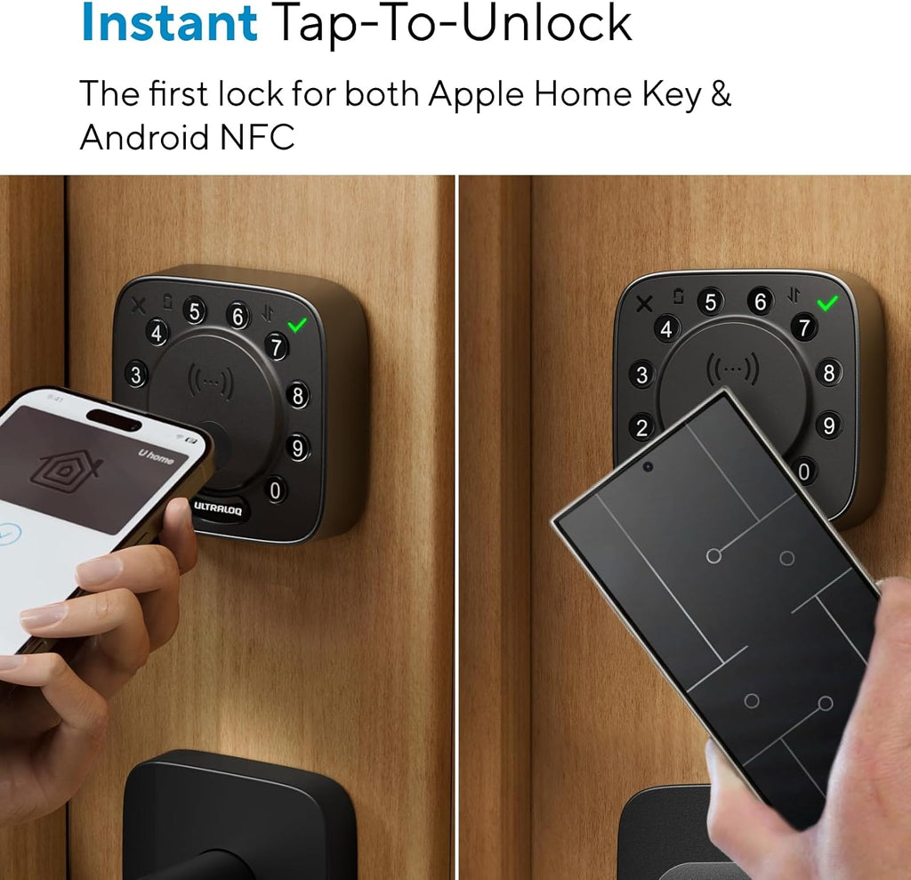 ULTRALOQ Bolt NFC Smart Lock, Tap to Unlock with iPhone and Android NFC, Built-in WiFi Smart Locks for Front Door, App Remote Access, Auto-Lock, Auto Unlock, Works with Apple Home, Alexa, Google