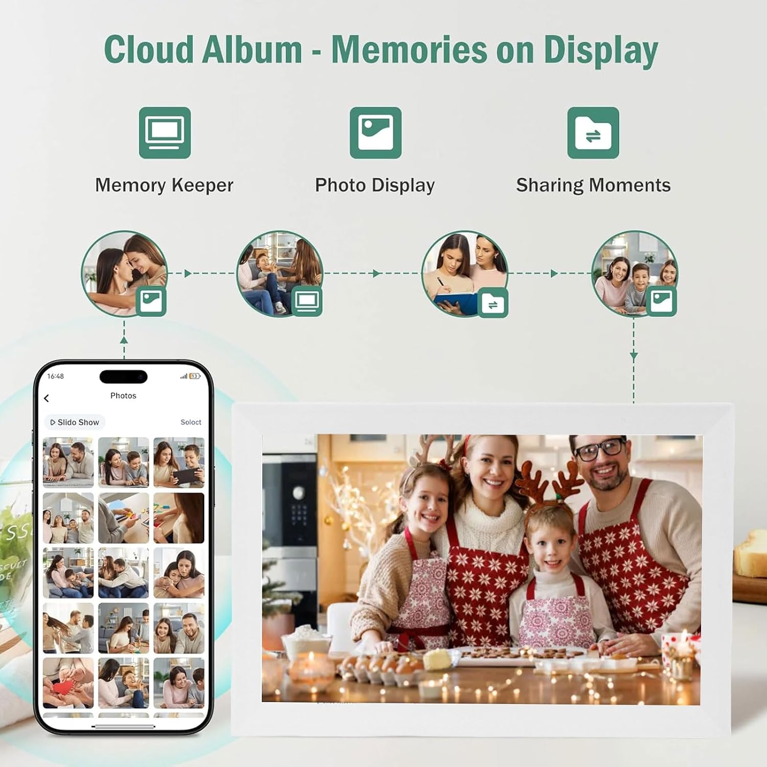 Pomya 15.6 Inch Smart Digital Calendar, Electronic Chore Chart & Meal Planner with 1920x1080 P Touchscreen, WiFi Interactive Display Digital Picture Frame Calendar with APP for Family (US)