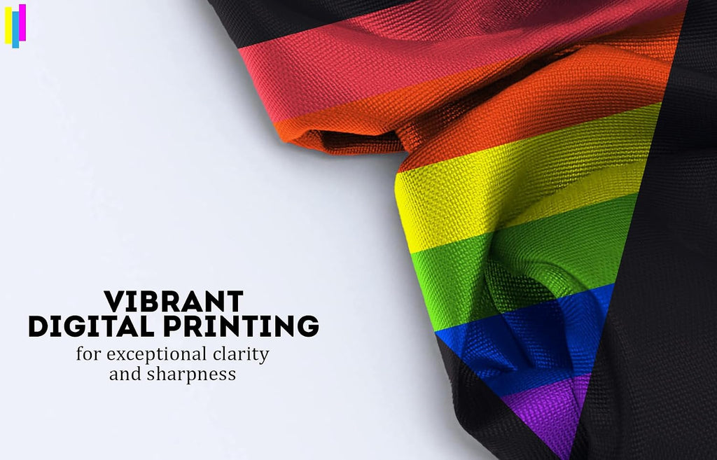 AGAS Large Black Rainbow Triangle Flag 8x12 Ft - Printed 200D Nylon - Rope Thimble Brass Grommet Stitched Edges Fade Proof Sharp Colors - Large Size Indoor/Outdoor Rainbow Triangle Pride flag