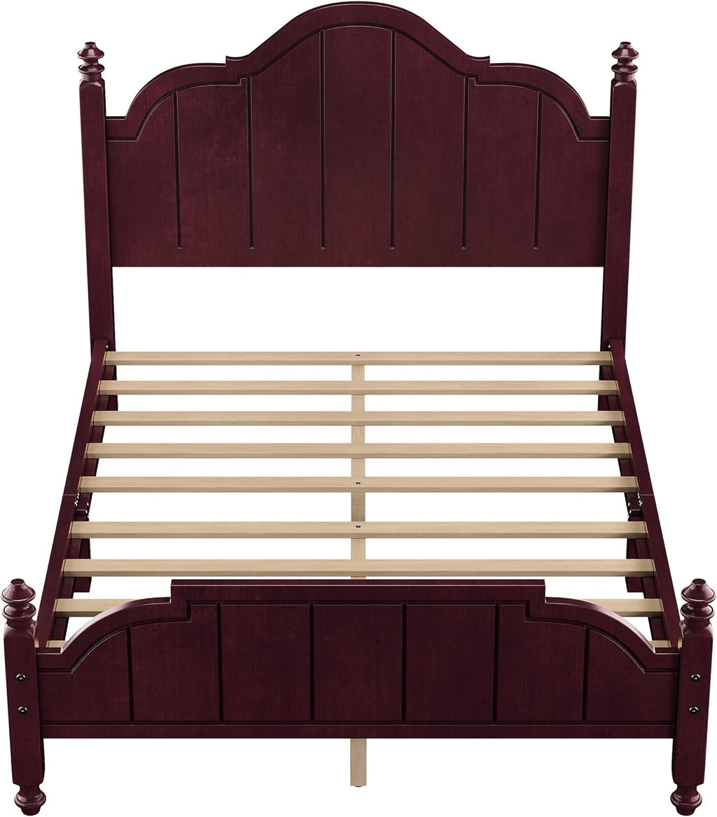 JIVOIT Vintage Wooden Bed Frame, Full Size Platform Bed with Wide Headboard, Wood Slats Support, No Spring Box Needed, Easy Assembly (Espresso-Full,2)