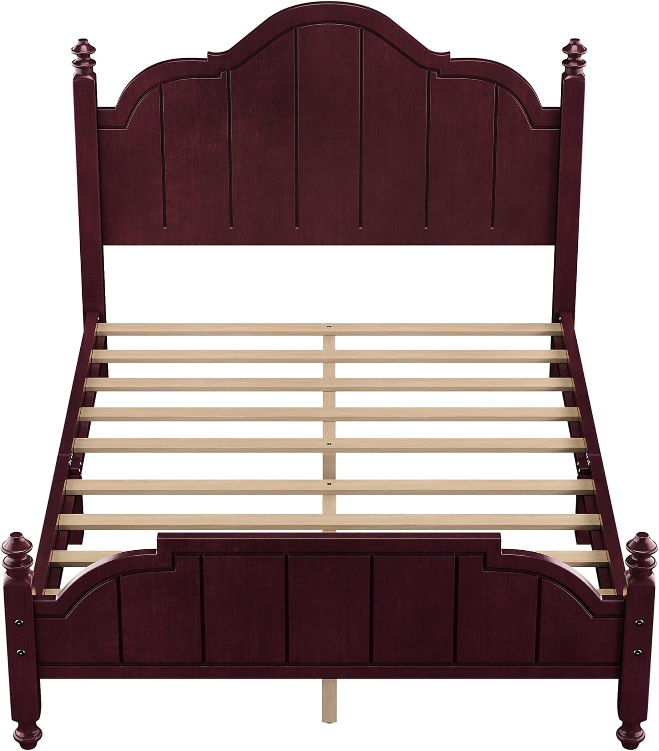 JIVOIT Vintage Wooden Bed Frame, Full Size Platform Bed with Wide Headboard, Wood Slats Support, No Spring Box Needed, Easy Assembly (Espresso-Full,2)