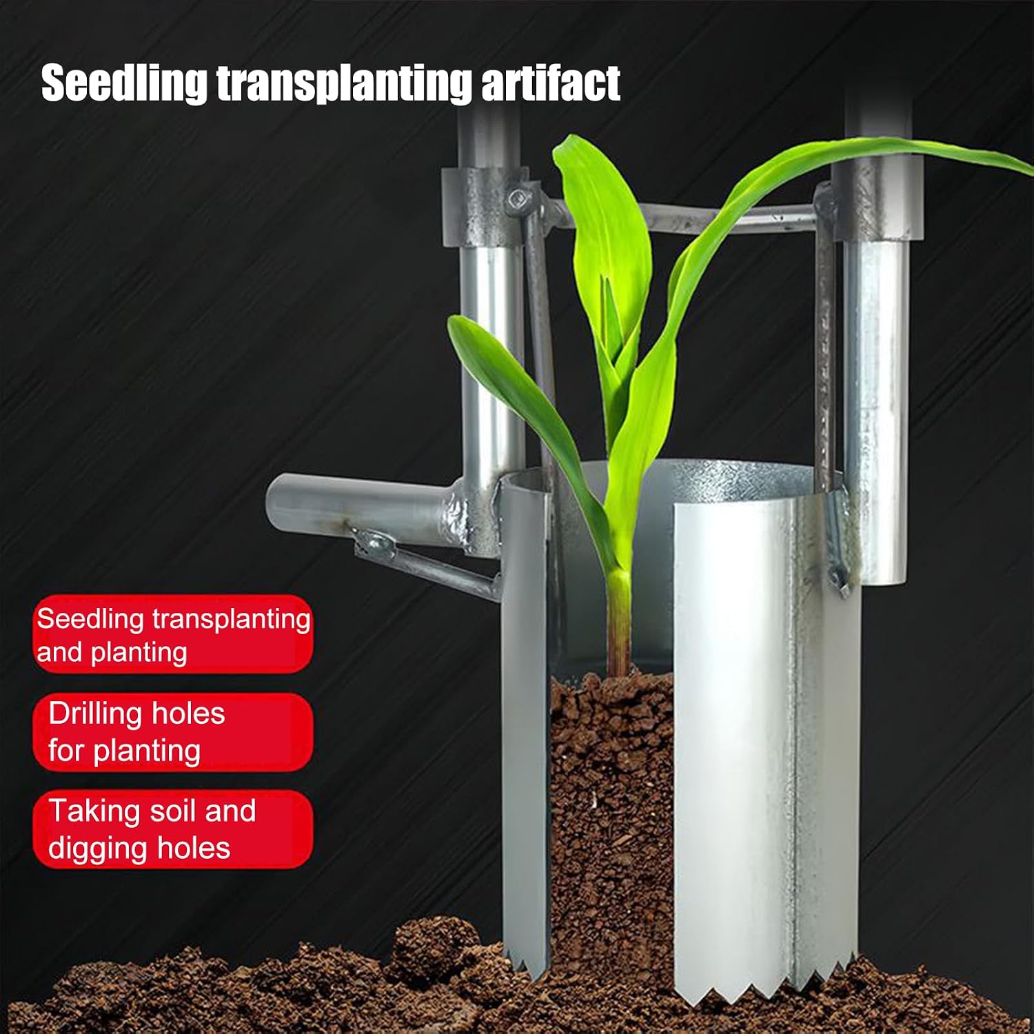 Gardening Plant Transplanter – Long Handled Planter, Bulb Planting Tool, Heavy Duty Manual Weeder with Comfortable Handle | Practical Vegetable Flower Garden Lawn Planting Maintenance Use
