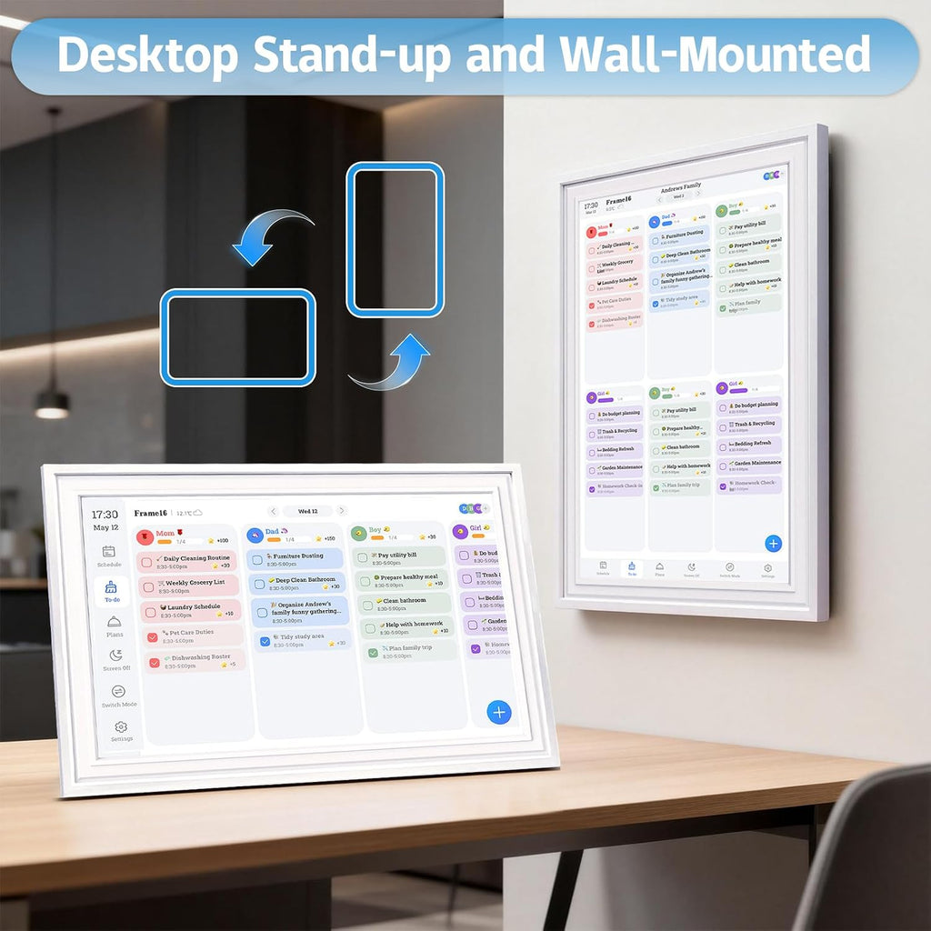 15.6 Inch IPS Touch Screen Smart Digital Calendar, HD Family Wall Desk Planner with Chore Chart, Meal Planner & Reward System, Free 64GB Card, Ideal Gift for Family, Parents, Kids