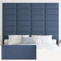 IFNOW Upholstered Wall Mounted Headboard, 3D Soundproof Wall Panels Peel and Stick, Reusable and Removable Tufted Bed Headboard in Blue (12 Panels, 10' x 24')