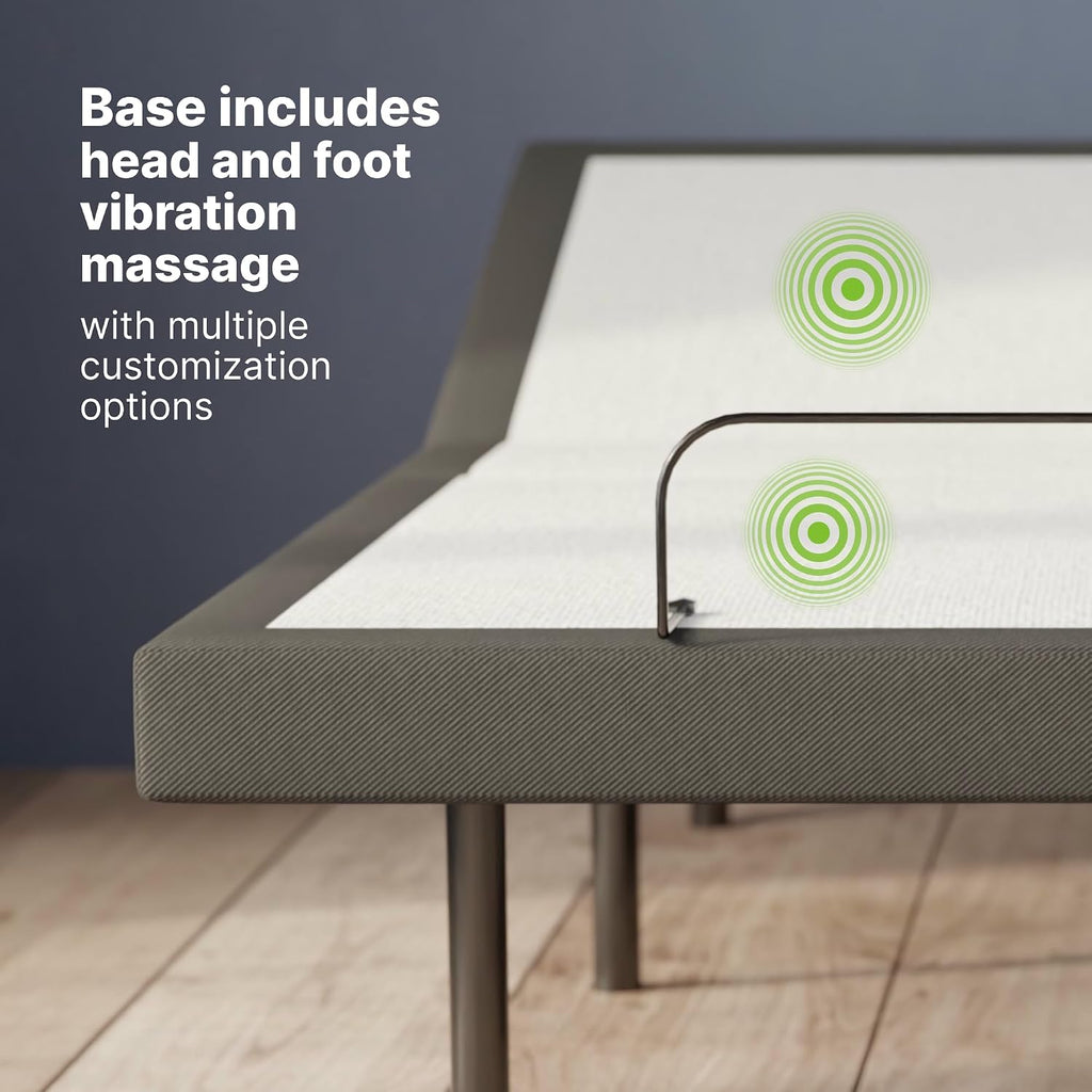 GhostBed Adjustable Bed Frame Base with Wireless Remote - Zero Gravity & Massage Settings, USB Ports, Relaxing Adjustable Bed Frame Queen