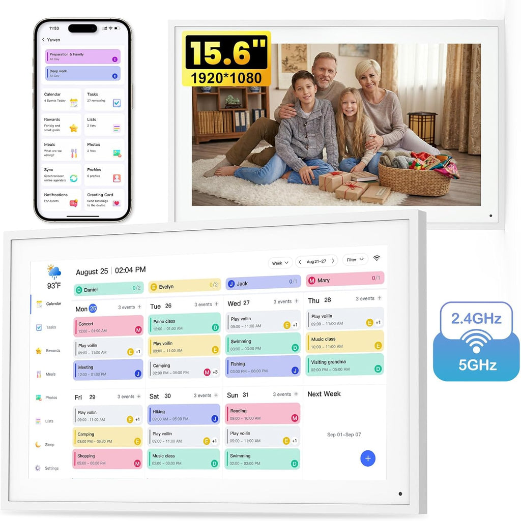 Digital Calendar, Gift for Mother, Person & Family Schedule Planning Interactive Touchscreen, Smart Daily Weekly Monthly Planner Shared Album Frame for Study Office Family, Desk Mountable (15.6in)