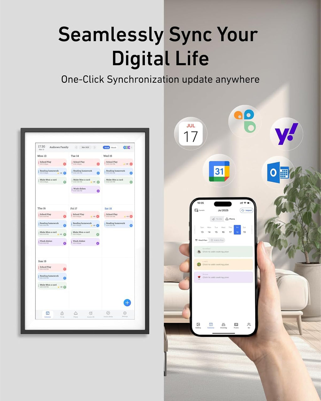 15.6 inch Digital Calendar, Smart Calendar for Home Organization, IPS FHDTouchscreen Interactive Display, Wall Planner Smart Family Schedules/Digital Picture Frames for Wall/Desk Mountable