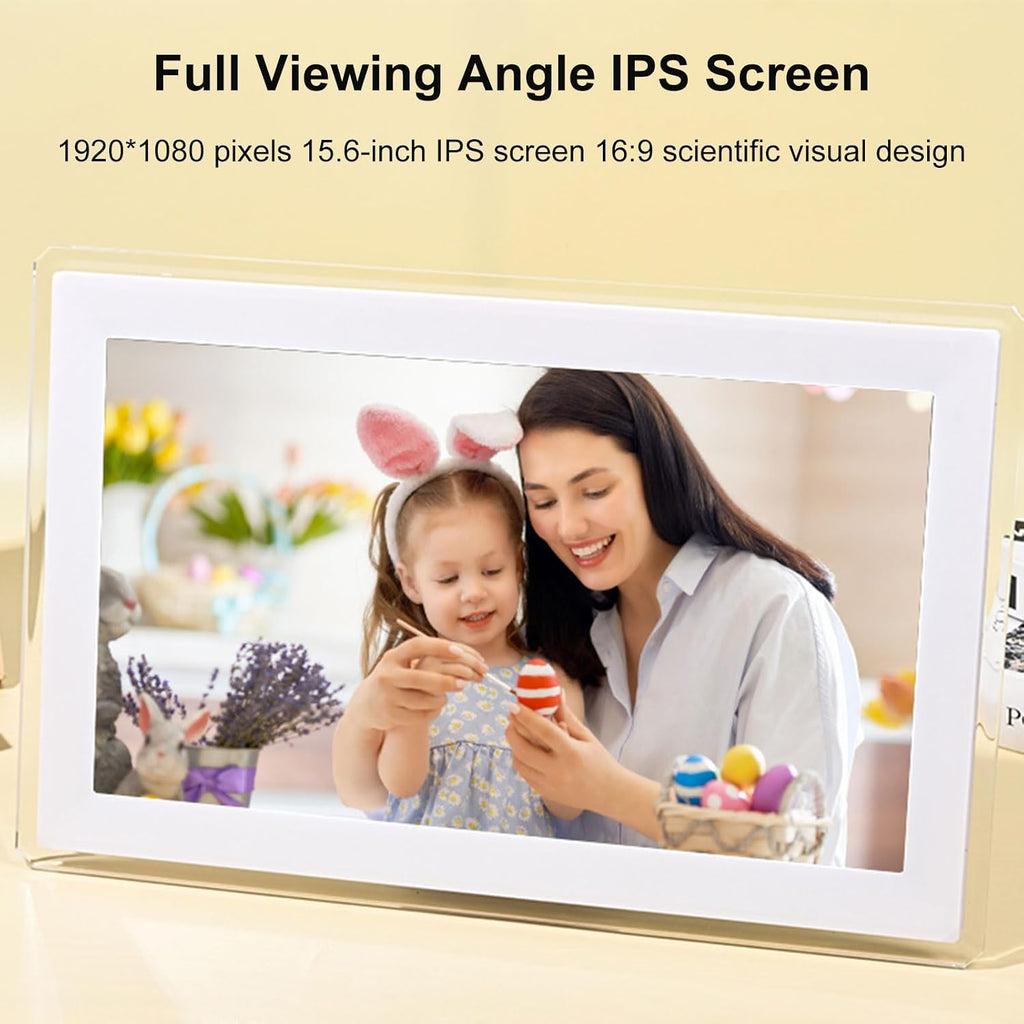 15.6 Inch Digital Picture Frame, Smart Digital Calendar with FHD Touchscreen Display, WiFi, APP Synchronization, 32GB Storage, Wall Planner for Home Kitchen Office (US Plug)