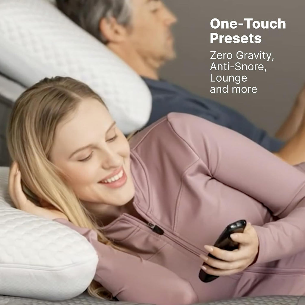 GhostBed Adjustable Bed Frame Base with Wireless Remote - Zero Gravity & Massage Settings, USB Ports, Relaxing Adjustable Bed Frame Queen