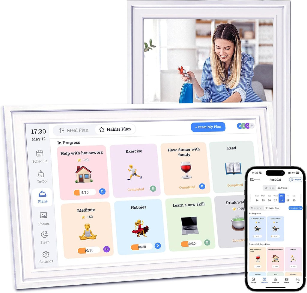 15.6 Inch IPS Touch Screen Smart Digital Calendar, HD Family Wall Desk Planner with Chore Chart, Meal Planner & Reward System, Free 64GB Card, Ideal Gift for Family, Parents, Kids