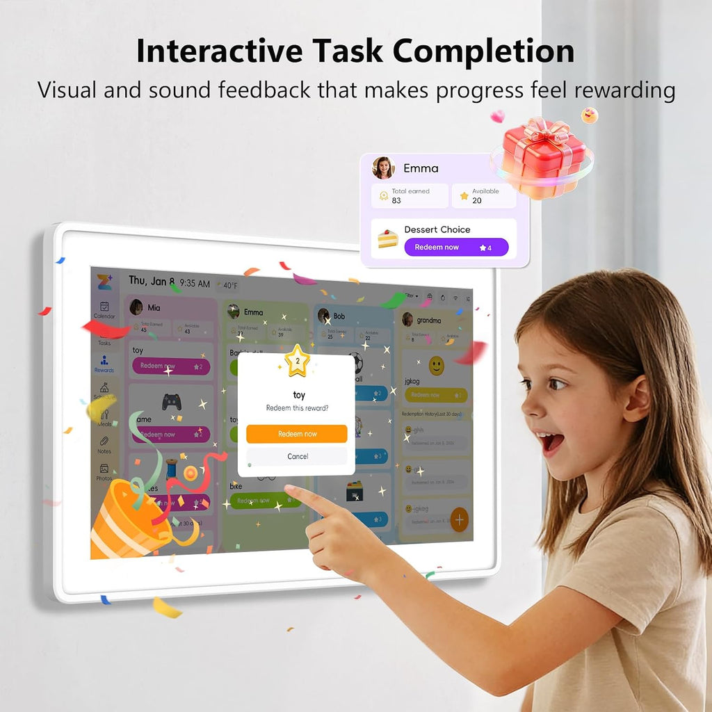 Kinstone 15.6' Digital Calendar, No Subscription Smart Wall Planner, Digital Photo Frame, Interactive Touchscreen Display with Sync for Chore Chart, Meal Planner, Task&Reward, Wall & Desk Mountable