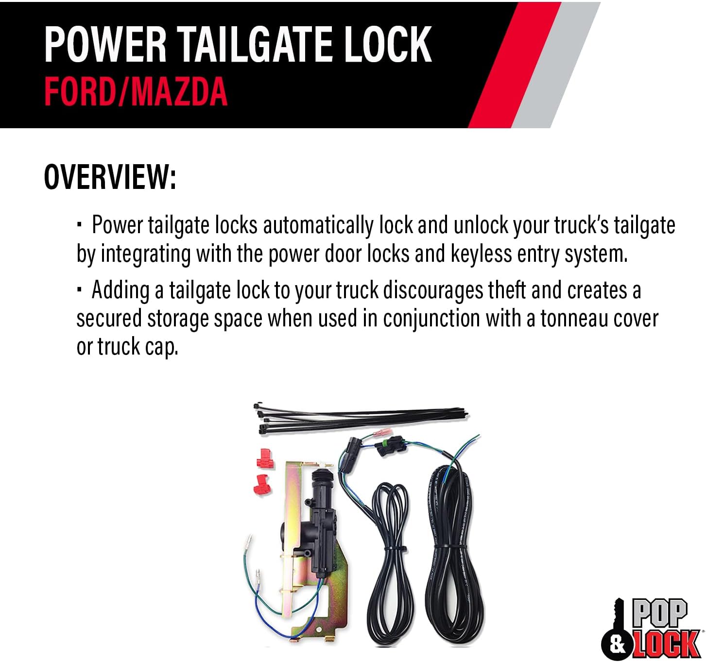 Pop & Lock - Power Tailgate Lock Fits Ford F150, Models 1997 to 2004 - for Tailgate With or Without OEM Manual Lock (PL8200)