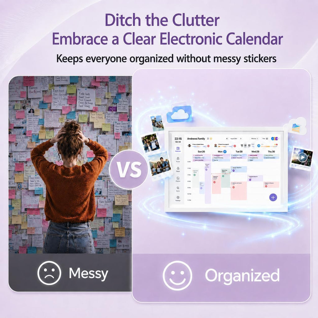 Digital Calendar Wall Touch Screen, No subscription fees,15.6 Inch | Smart Electronic Calendar with WiFi, Chore Chart, Meal Planner, Voice Record, AI Photo Repair, Wall/Desk Mount, Gift for Mom
