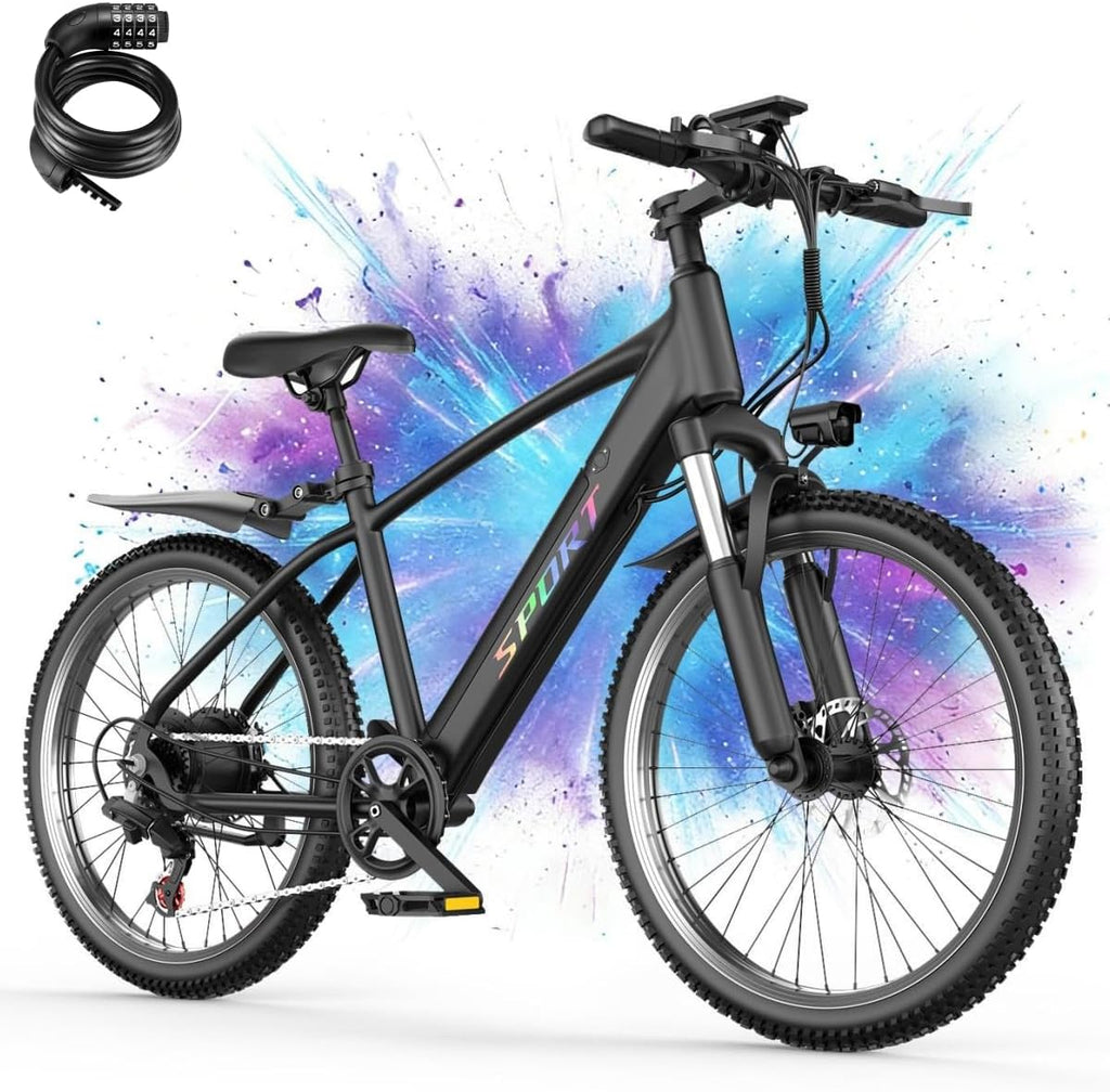 Electric Bike for Adults, 1500W Peak E-bike with 48V 12Ah Removable Battery, 26' Tires Electric Mountain Bike, Up to 65 Miles 25MPH, 7-Speed Ebike, Electric Bicycle for Commute, Front Fork Suspension