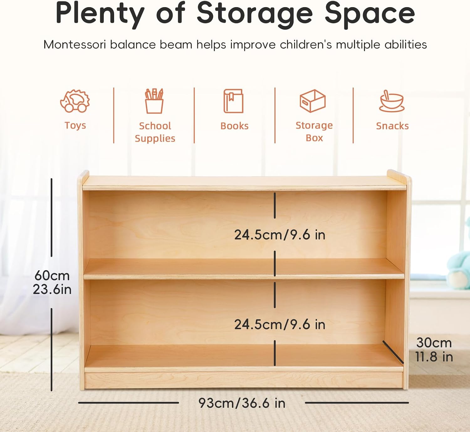 OOOK Montessori Shelf, Toy Organizers and Storage, 2-Tier Toddler Bookshelf Suitable for Classroom, Kindergarten, Kids Room, Playroom and Daycare Center