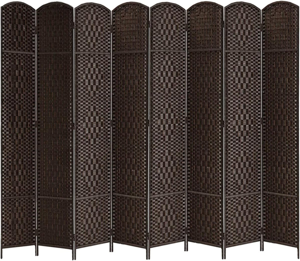 Rose Home Fashion Room Divider, 6 ft Tall Room Dividers and Folding Privacy Screens, 16in Privacy Screen 8 Panel Dark Coffee Space Temporary Wall Foldable Partition Separation