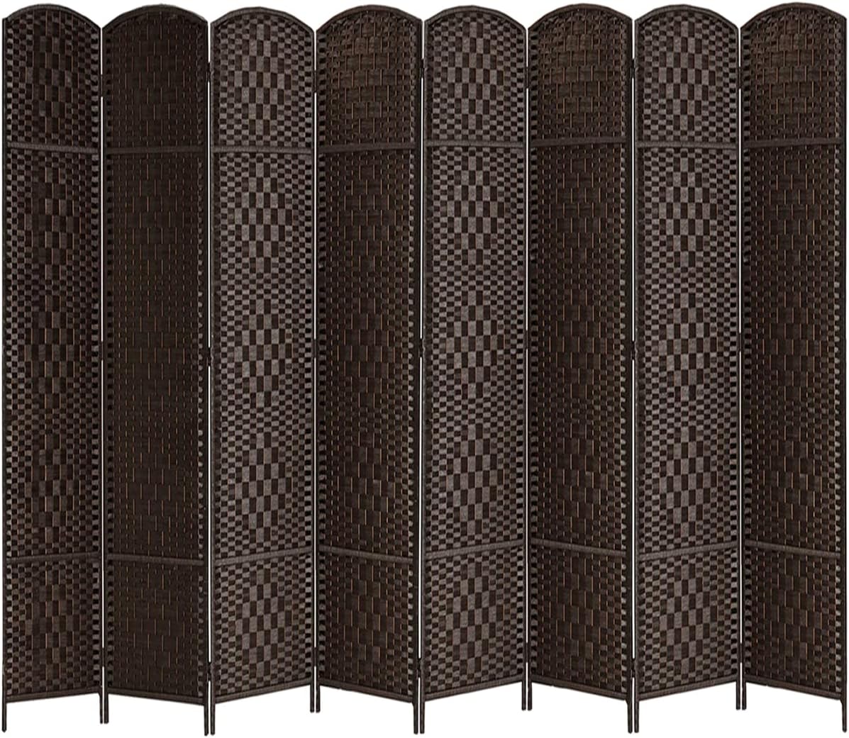Rose Home Fashion Room Divider, 6 ft Tall Room Dividers and Folding Privacy Screens, 16in Privacy Screen 8 Panel Dark Coffee Space Temporary Wall Foldable Partition Separation