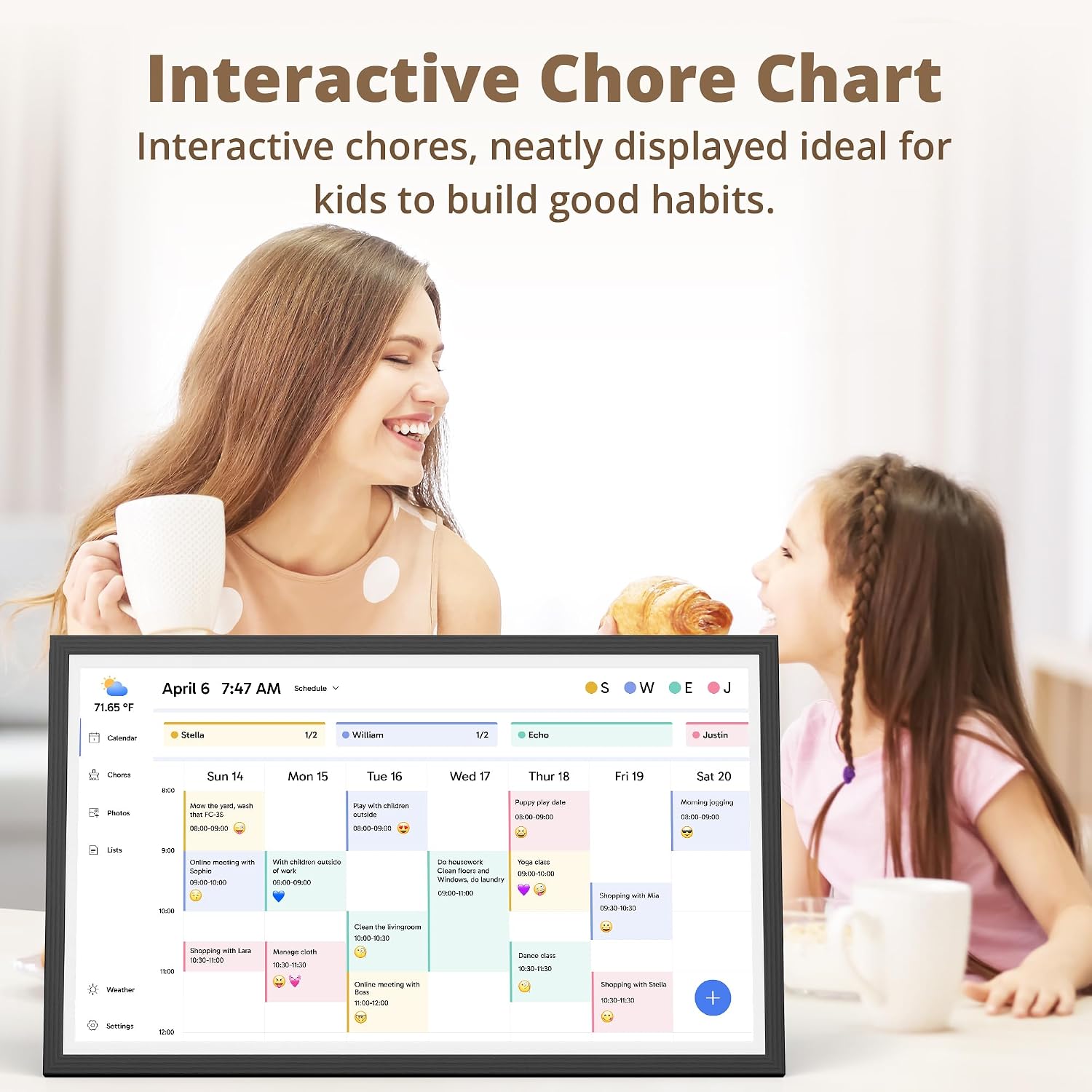 Dragon Touch 32' Digital Calendar Chore Chart – 1080P Full HD Interactive Touchscreen, Smart Family Planner, Hearth Display Digital Calendar Wall & Desk Mountable for Seamless Scheduling Black