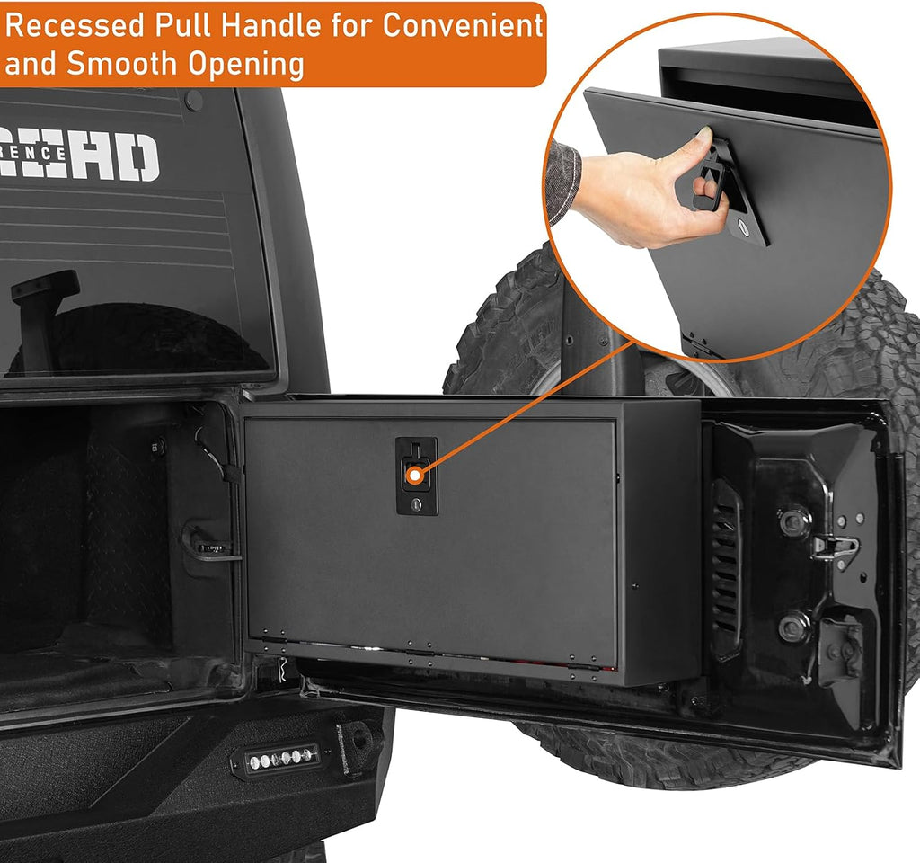Hooke Road 15-18 JK Tailgate Table Storage Lock Box Security Organizer for 2015 2016 2017 2018 Jeep Wrangler JK & Unlimited 2/4 Doors