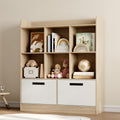 Housoul Kid Bookshelf with 2 Fabric Drawers, Toy Storage Organizer, Natural | 8 Cubes Freestanding Book Shelves, 3-Tier Open Shelf Bookcase, Kids Bookcase Cubby Storage Organizer for Living Room, Office