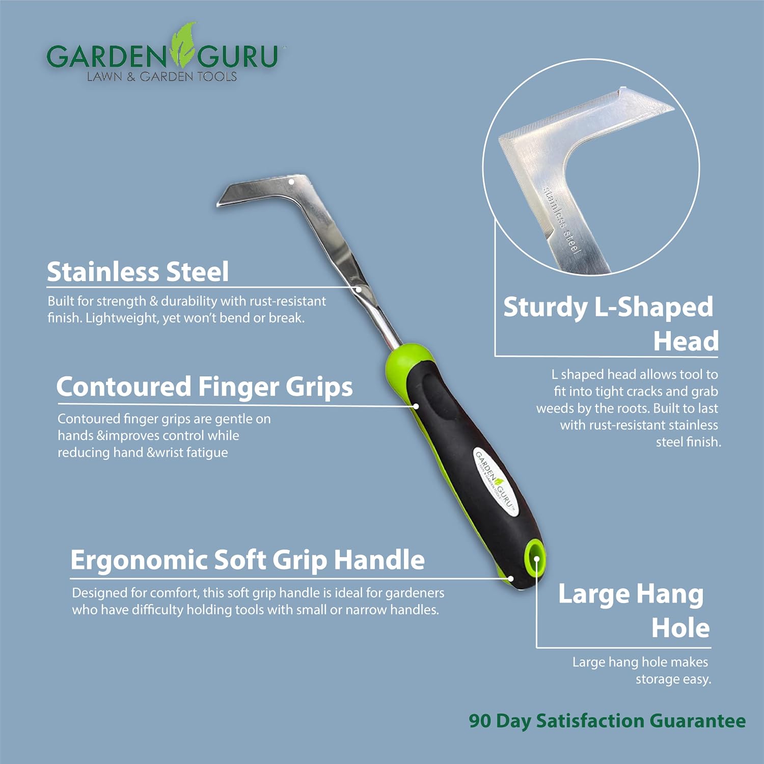 Garden Guru Patio Crack Weeder Tool with Ergonomic Handle – Stainless Steel Weed Puller for Patio Sidewalk Driveway Cracks | Rust Resistant - 1 Case (50 Pcs)