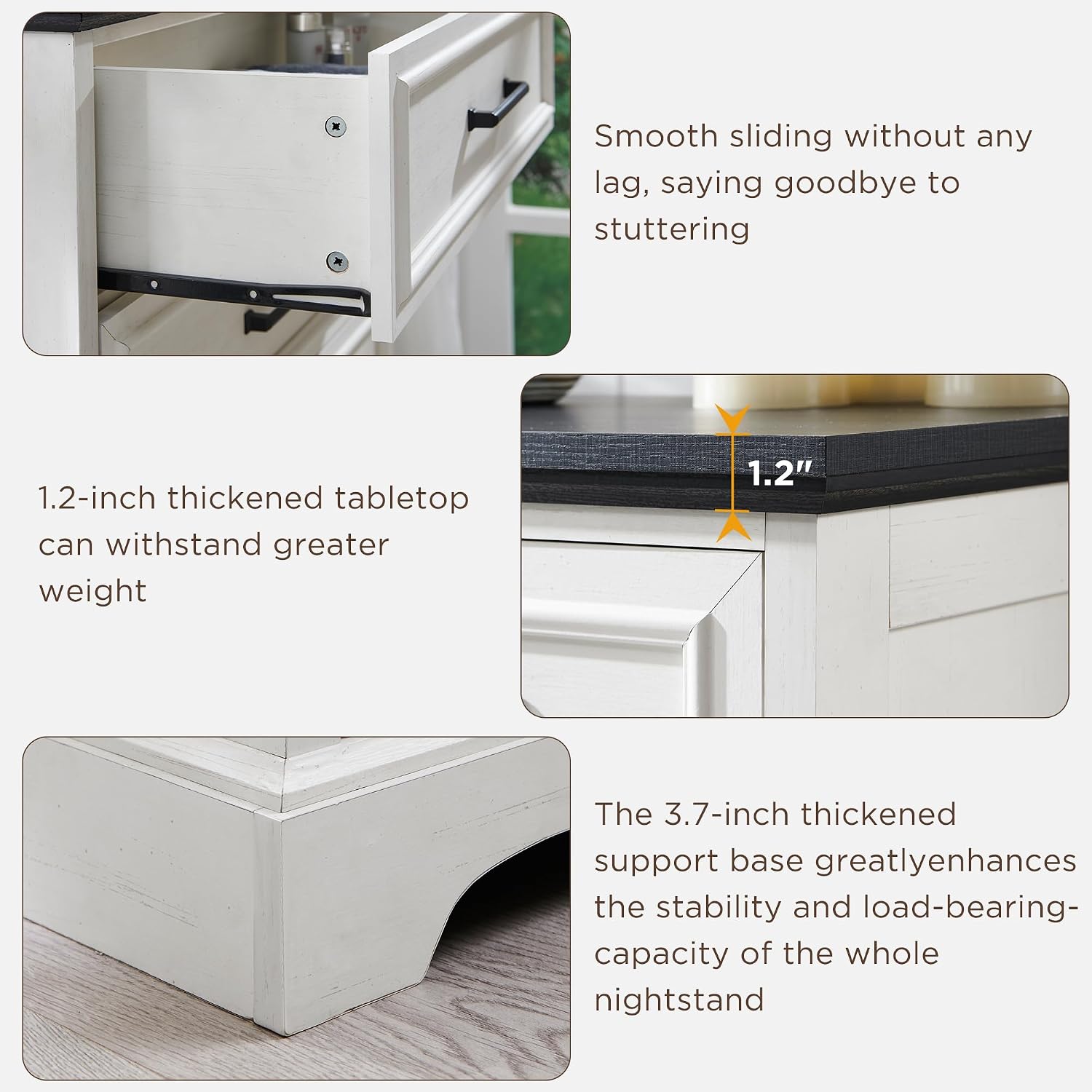 ACCOHOHO Farmhouse 8 Drawers Dresser Chests for Bedroom,52' Wide Wood Rustic Chest of Drawers with Metal Handle,Natural Texture,Drawer Organizer for Bedroom,Living Room,Hallway Entryway,Antique White