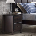 Grain Wood Furniture Shaker 2-Drawer Bedside Nightstand, Solid Wood with Expresso Finish