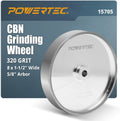 POWERTEC CBN Grinding Wheel 8 Inch 320 Grit, 1-1/2' Wide, 5/8' Arbor – Bench Grinder Sharpening Wheel for HSS Tools, Lathe Chisels, and Woodturning Tools (15705)