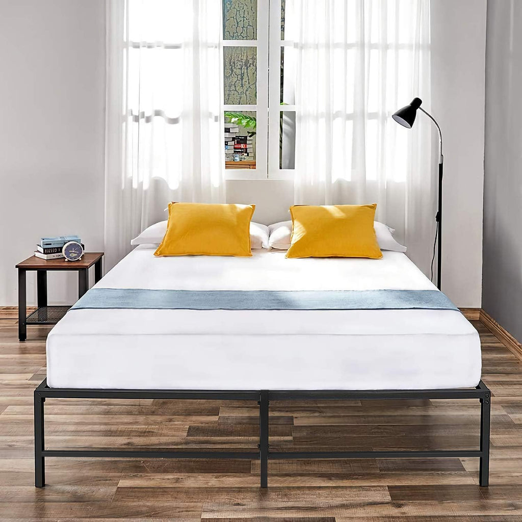 VECELO Metal Platform Bed Frame, No Box Spring Needed/Mattress Foundation/Steel Slat Support Black (King)
